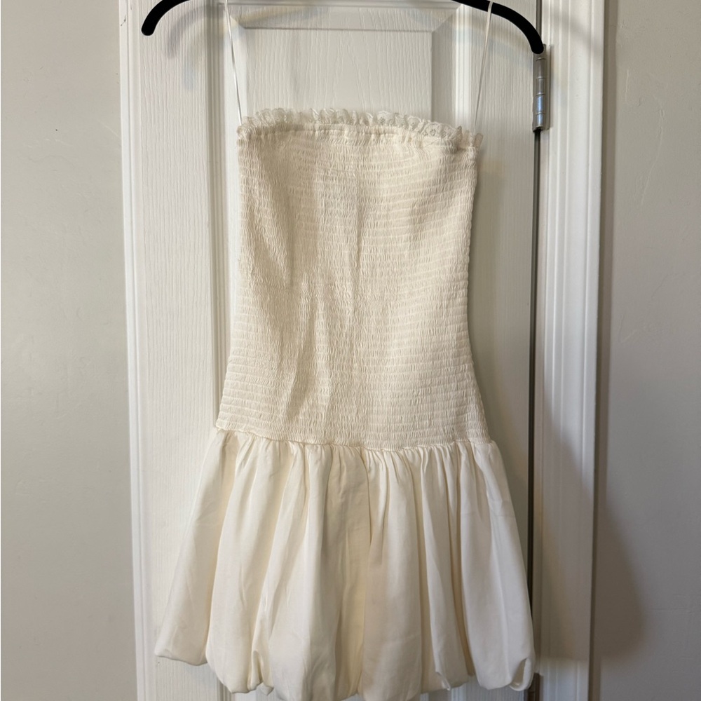 Cute Bubble Cream Strapless Dress